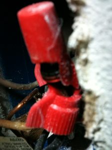 Melted twist on wire connectors Melted twist on wire connectors. photo of red twist on wire connectors melted.