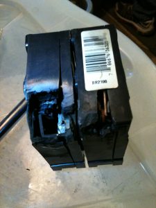 photo of over heated circuit breaker.